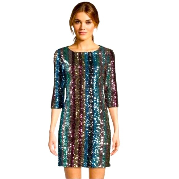 Cupcakes and Cashmere sequin rainbow striped dress - Picture 1 of 8
